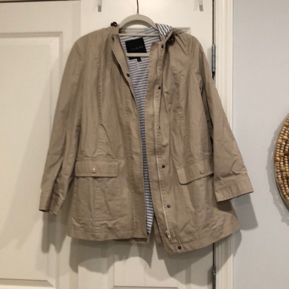 Talbots all weather tan coat with hood